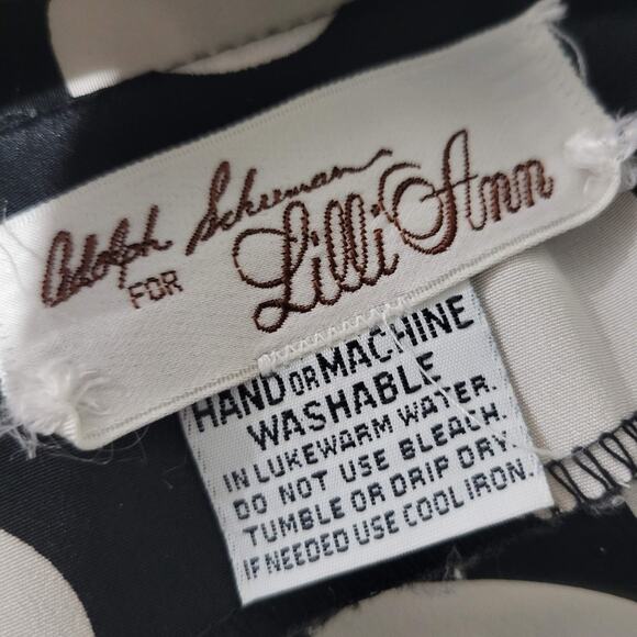 Vintage Lilli Ann Blouse Black White Peplum Oversized Top 70s Polka Dot Medium - Picture 7 of 14